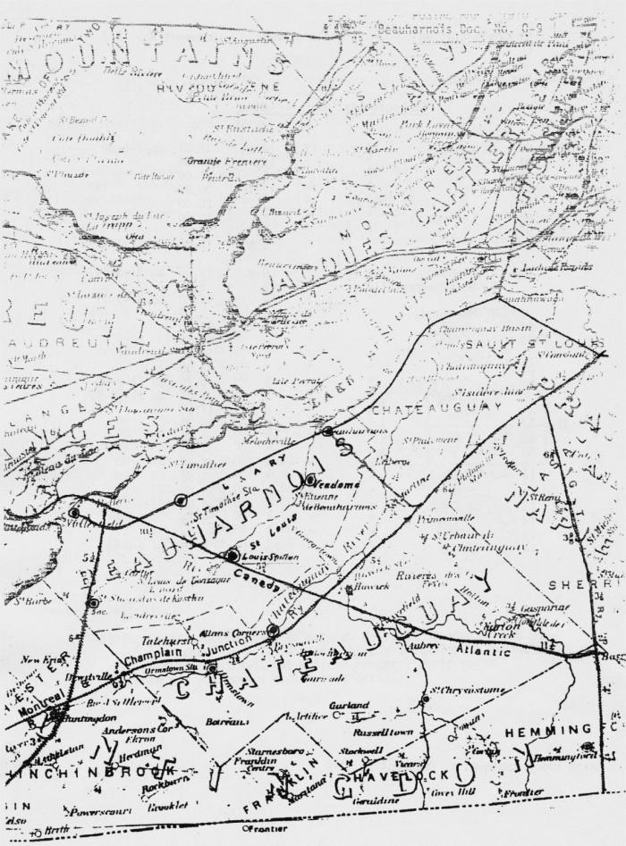 Carte des chemins de fer / Le comté de Beauharnois, Anatole Walker, La Philatèque